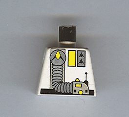 Lego Torso Space Exploriens Logo, Yellow Accents, Silver Hose Pattern / White