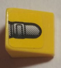 Lego Slope 30 1 x 1 x 2/3 with Fender / Bumper End on Yellow Background Pattern Model Left Side (Sticker) - Set 8666 / Yellow