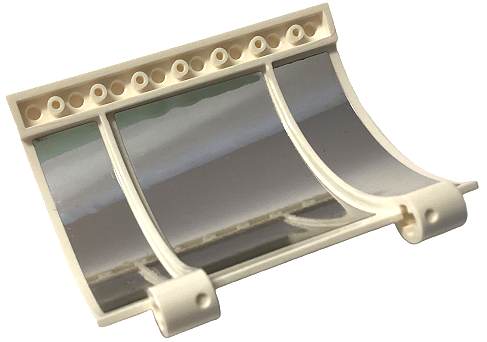 Lego Panel 5 x 8 x 3 2/3 Curved with 2 Axle Holes with Silver Mirrors Pattern (Stickers) - Set 10283 / White