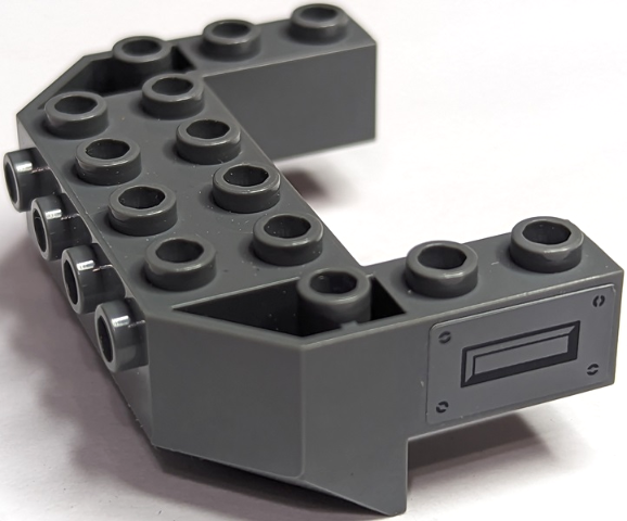Lego Train Front Sloping Base with 4 Studs with Hatch and Screws Pattern on Both Sides (Stickers) - Set 60010 / Dark Bluish Gray