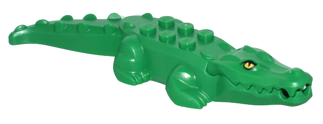 Lego Alligator / Crocodile with 20 Teeth with Yellow Eyes without White Glints Pattern with White Technic, Pin 1/2