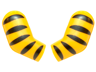 Lego Arm, (Matching Left and Right) Pair with 5 Black Stripes (Tiger) Pattern / Bright Light Orange