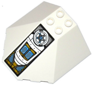 Lego Windscreen 6 x 6 x 2 Canopy with Engine and Valve Pattern (Sticker) - Set 70588 / White