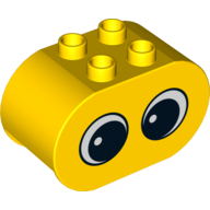 Lego Duplo Brick 2 x 4 x 2 Rounded Ends with 2 Eyes with Pupils Print