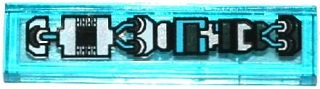 Lego Tile 1 x 4 with Black, Silver and Medium Blue Mechanical Pattern Type 2  (Sticker) - Set 70170 / Trans-Light Blue