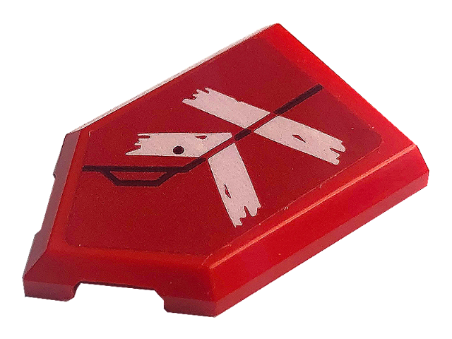 Lego Tile, Modified 2 x 3 Pentagonal with Black Line and White Letter 'K' on Red Background Pattern (Sticker) - Set 71773