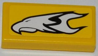 Lego Tile 1 x 2 with White Eagle Head Pattern (Sticker) - Set 8148 / Yellow