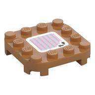 Lego Plate Round Corners 4 x 4 x 2/3 Circle with Reduced Knobs, Two Arrows at Right Angles and Barcode Print (Sticker) / Light Bluish Gray