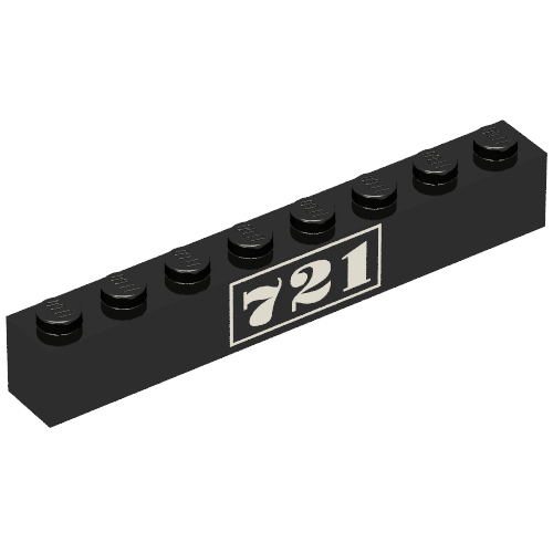 Lego Brick 1 x 8 with Gold '721' Print / Black