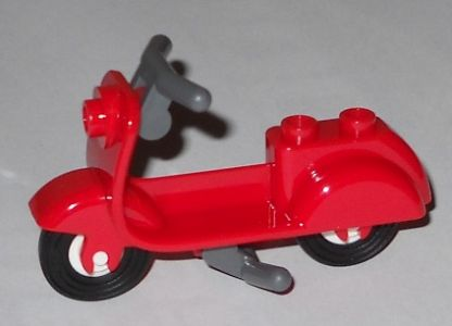 Lego Scooter with Dark Bluish Gray Stand, Dark Bluish Gray Handlebars, and White Wheels