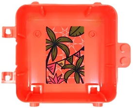 Lego Container, Box 3 x 8 x 6 2/3 Half Back with Bunting, Flower, Lime Palm Tree Leaves and White Stars Background Pattern (Sticker) - Set 41662
