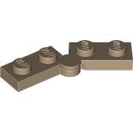 Lego Hinge Plate 1 x 4 Swivel Top / Base - Hollow Clip [Complete Assembly] / Dark Tan
