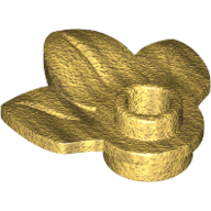 Lego Plant, Plate 1 x 1 Round with 3 Leaves / Pearl Gold