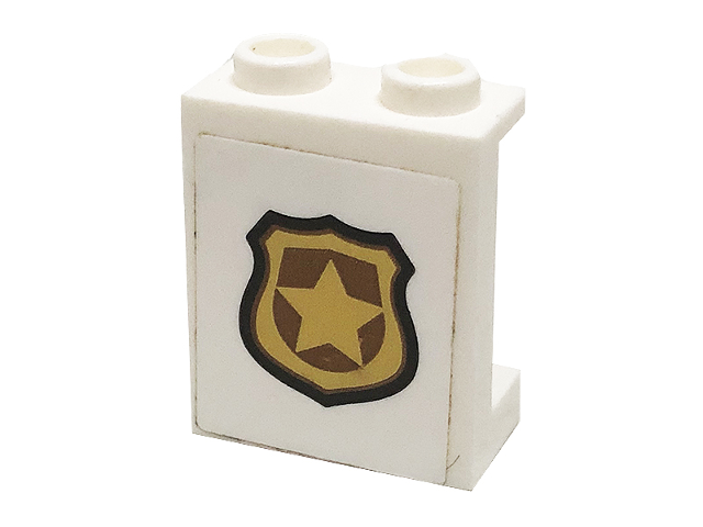 Lego Panel 1 x 2 x 2 with Side Supports - Hollow Studs with Gold Police Badge Pattern (Sticker) - Set 60140