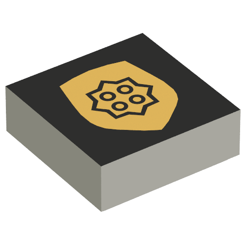 Lego Tile 1 x 1 with Gold Badge Print / Light Bluish Gray