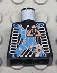 Lego Torso Space Insectoids Blue X with Hose on Sides Pattern / Black