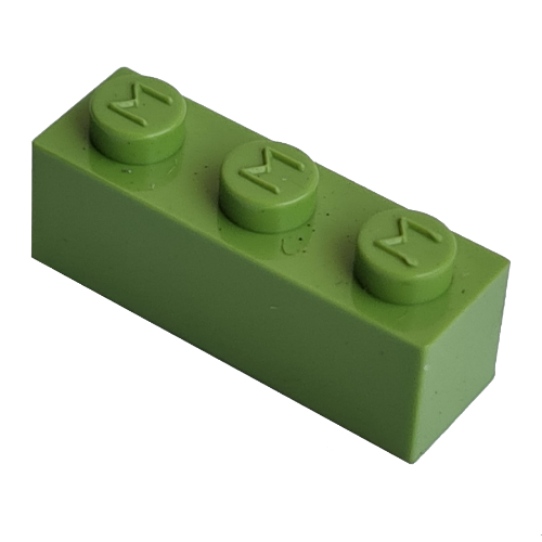 Lego Modulex Brick 1 x 3 with M on Stud / Modulex Pastel Green