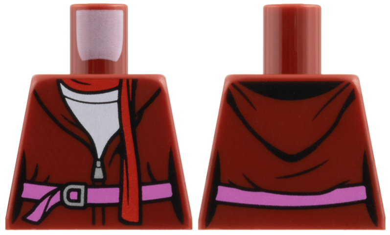 Lego Torso Female Jacket, Red Scarf, White Blouse, Dark Pink Belt Pattern / Dark Red