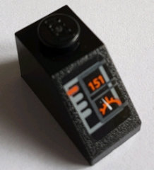 Lego Slope 45 2 x 1 with Orange '151' and Gauge on Control Panel Pattern (Sticker) - Set 75144 / Black