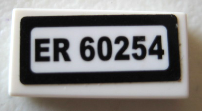 Lego Tile 1 x 2 with 'ER 60254' Pattern (Sticker) - Set 60254