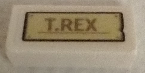 Lego Slope 30 1 x 2 x 2/3 with 'T-REX' on Tan Sign Pattern (Sticker) - Set 76961