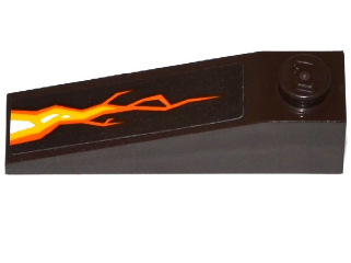 Lego Slope 18 4 x 1 with Orange Cracks and Lava Pattern (Sticker) - Set 70321 / Dark Brown