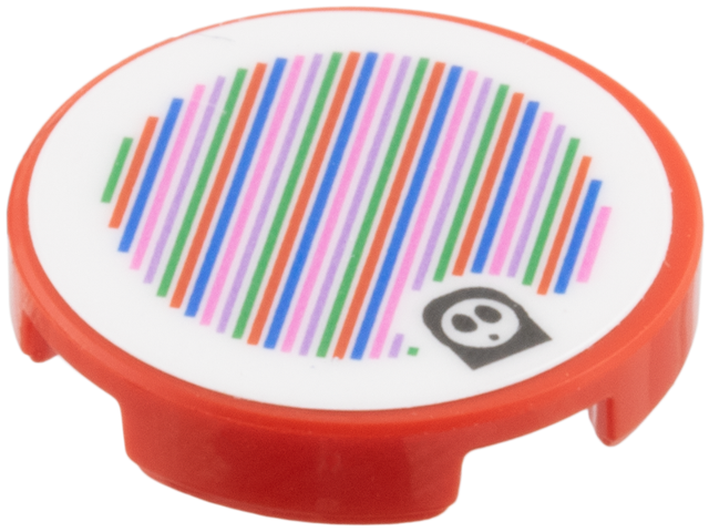 Lego Tile, Round 2 x 2 with Bottom Stud Holder with Super Mario Scanner Code Red Shy Guy Pattern (Sticker) - Sets 71366 / 72045 / Red