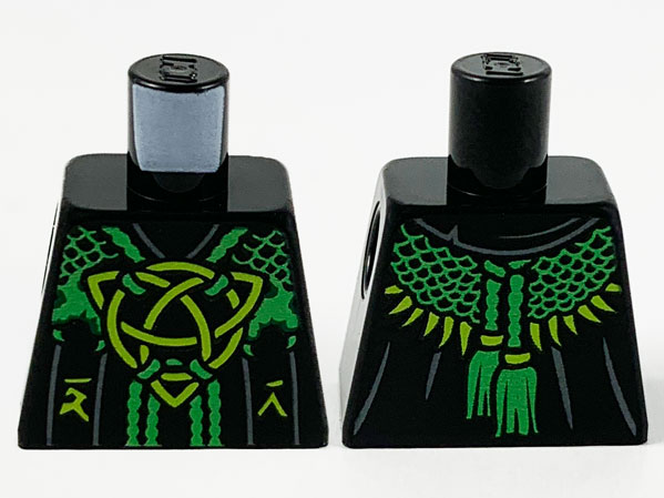 Lego Torso Robe, Bright Green Mesh Shawl, Lime Celtic Knot and Ninjago Logogram Letter D and Letter R Pattern / Black