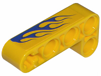 Lego Technic, Liftarm, Modified Bent Thick L-Shape 2 x 4 with Blue Flames Pattern Model Left Side (Sticker) - Set 8651