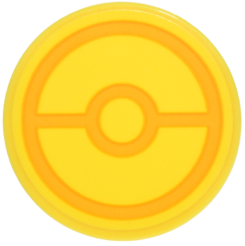 Lego Tile, Round 3 x 3 with Bright Light Orange Concentric Circles and Line Pattern (Pokémon Poké Ball) (Sticker) - Set 72165 / Yellow