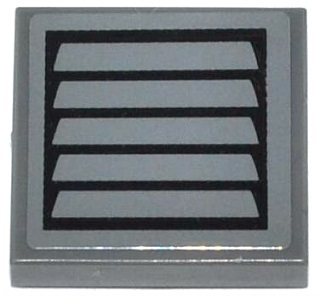 Lego Tile 2 x 2 with Black Vent on Dark Bluish Gray Background Pattern (Sticker) - Set 42023 / Dark Bluish Gray