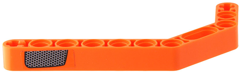 Lego Technic, Liftarm, Modified Bent Thick 1 x 11.5 Double with Black and Silver Grille Pattern Model Right Side (Sticker) - Set 42204