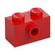 Lego Brick Special 1 x 2 with 1 Center Stud on 1 Side, Bottom Stud Holder / Red