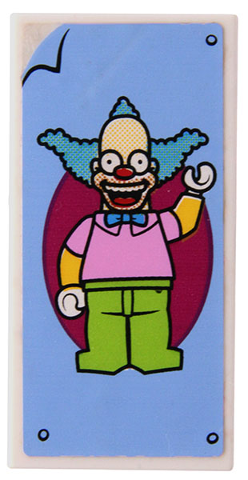 Lego Tile 2 x 4 with Krusty the Clown Poster Pattern (Sticker) - Set 71006