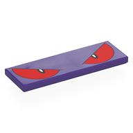 Lego Tile 2 x 6 with Red Eyes, Angry Print / Dark Purple