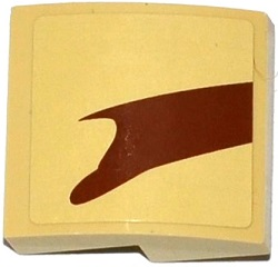 Lego Slope, Curved 2 x 2 x 2/3 with SW Wookiee Gunship Pattern 3 Model Left Side (Sticker) - Set 75084 / Tan