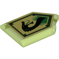 Lego Tile Special 2 x 3 Pentagonal with Nexo Power Shield Print - Jungle Dragon