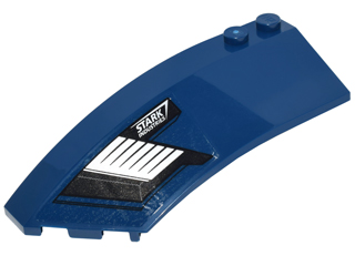 Lego Wedge 8 x 3 x 2 Open Left with White 'STARK INDUSTRIES' Logo and Vents Pattern (Sticker) - Set 76051