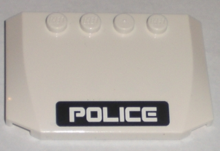Lego Wedge 4 x 6 x 2/3 Triple Curved with White 'POLICE' on Black Stripe Pattern (Sticker) - Set 5971