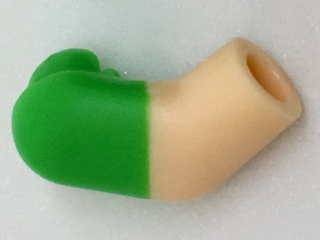 Lego Arm, Right with Molded Bright Green Short Sleeve  Pattern / Light Nougat