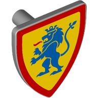 Lego Shield Triangular with Lion Standing Blue on Yellow Background Print