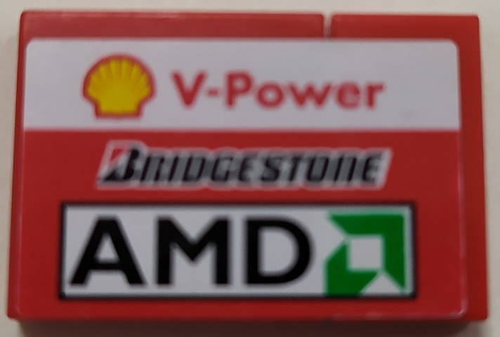 Lego Stickered Assembly 3 x 2 with Shell 'V-Power', Bridgestone and AMD Logo Pattern Model Right Side (Sticker) - Set 8142-2