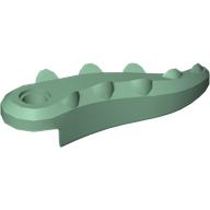 Lego Animal Body Part, Alligator / Crocodile Tail with Hole / Sand Green