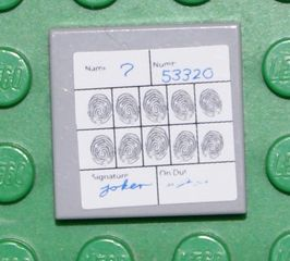 Lego Tile 2 x 2 with Fingerprints File Joker Pattern (Sticker) - Set 7783