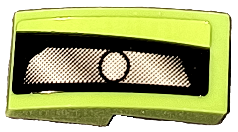 Lego Slope, Curved 2 x 1 x 2/3 with Silver Headlight on Black Background Pattern Model Right Side (Sticker) - Set 42138