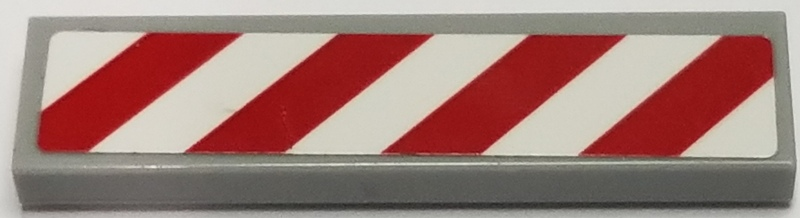 Lego Tile 1 x 4 with Red and White Danger Stripes Thick (White Corners) Pattern Right (Sticker) - Sets 60111 / 60116