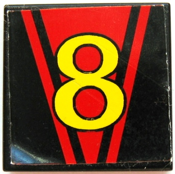 Lego Tile 2 x 2 with Number  8 Pattern (Sticker) - Set 8818 / Black