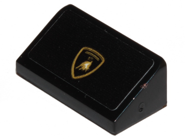 Lego Slope 30 1 x 2 x 2/3 with Lamborghini Logo Pattern (Sticker) - Set 30342 / Black