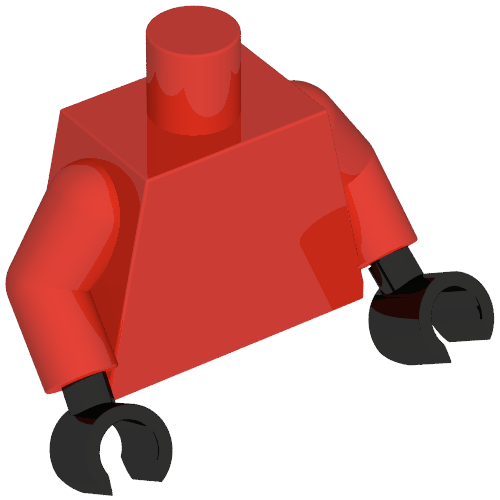 Lego Torso Robes, Silver Shoulder Armour, Fire Symbol, Dark Red Straps print, Red Arms, Black Hands / Red