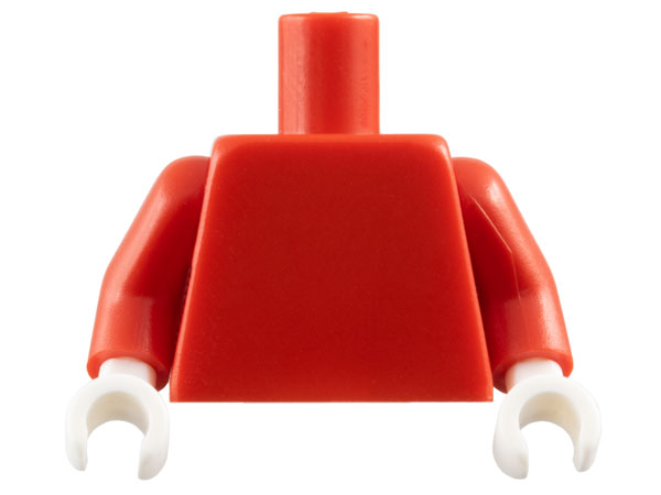 Lego Torso Plain / Red Arms / White Hands